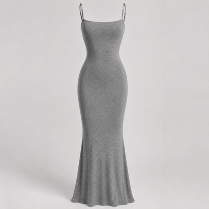 Geripptes Mermaid-Maxikleid