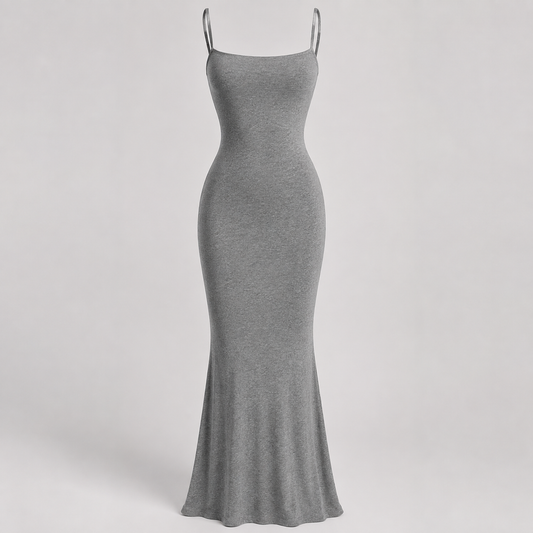 Geripptes Mermaid-Maxikleid