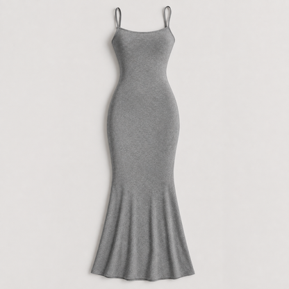 Geripptes Mermaid-Maxikleid