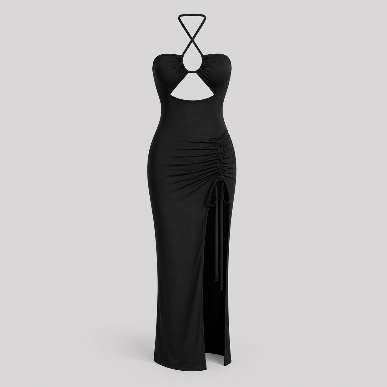 Maxikleid mit gekreuzten Trägern und Cut-out
