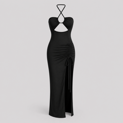 Maxikleid mit gekreuzten Trägern und Cut-out