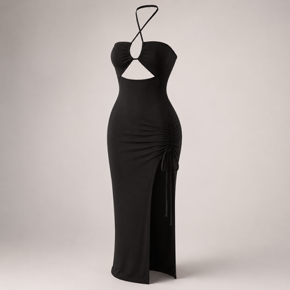 Maxikleid mit gekreuzten Trägern und Cut-out