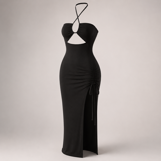 Maxikleid mit gekreuzten Trägern und Cut-out