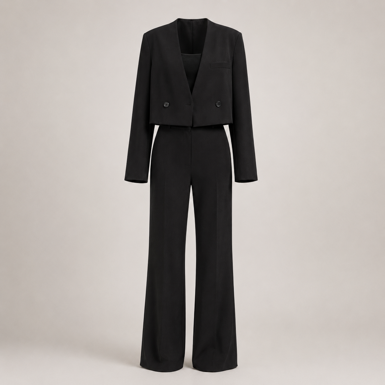 Kurzer Blazer & Hose mit weitem Bein – Set