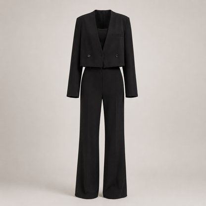Kurzer Blazer & Hose mit weitem Bein – Set