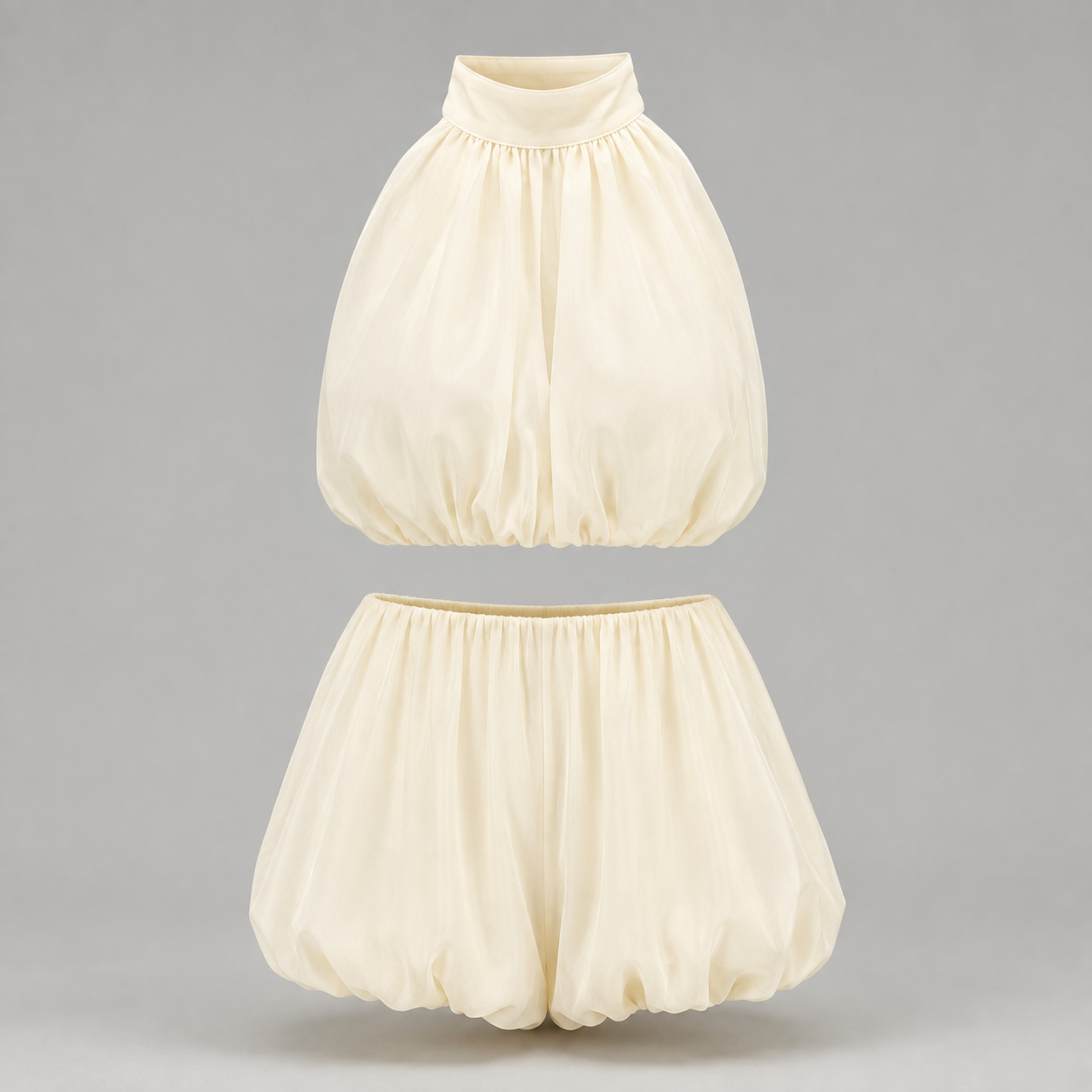 Halter Crop Top & Bubble Shorts Set