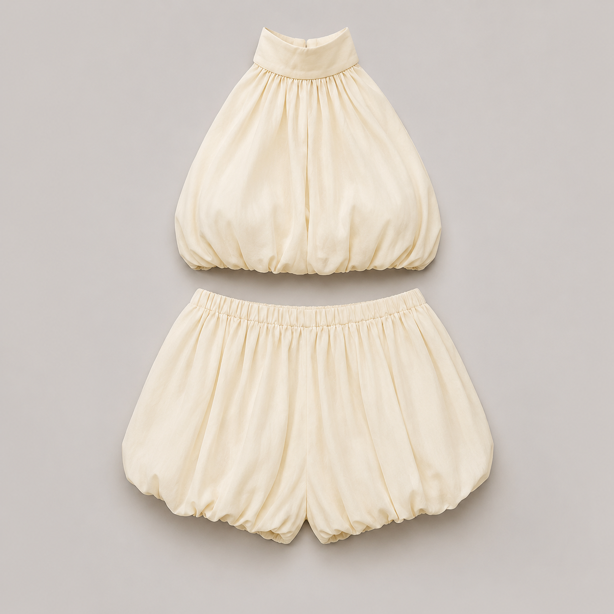 Halter Crop Top & Bubble Shorts Set