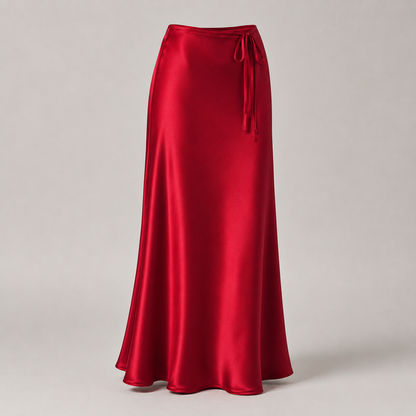 Eleganter Satin-Maxirock mit Bindetail