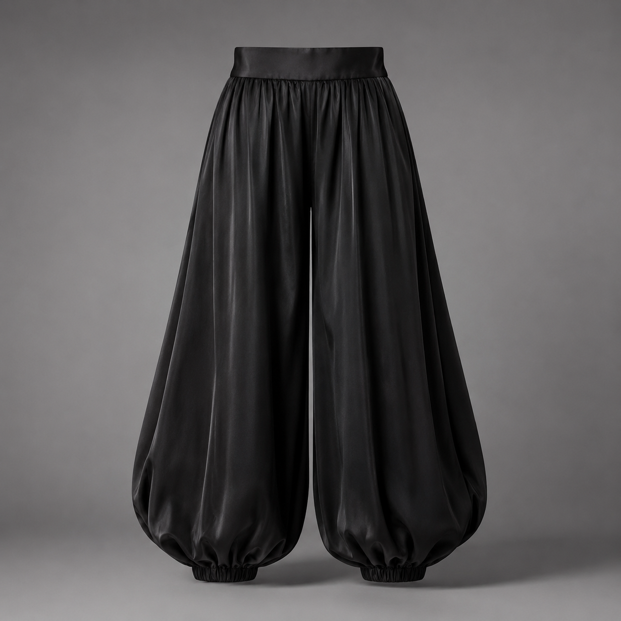 Elegante geraffte Hose mit weitem Bein