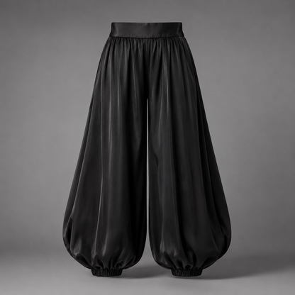 Elegante geraffte Hose mit weitem Bein