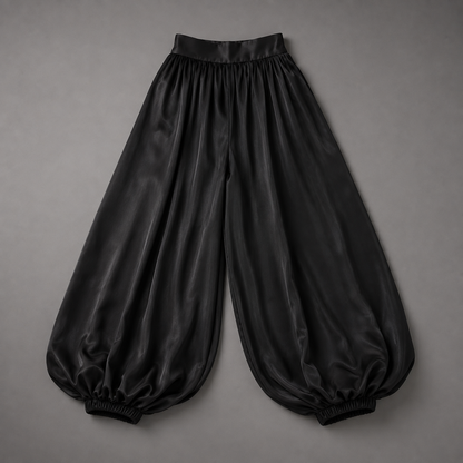 Elegante geraffte Hose mit weitem Bein