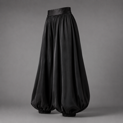 Elegante geraffte Hose mit weitem Bein