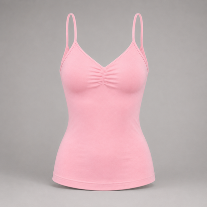 Gerafftes Camisole-Top mit V-Ausschnitt